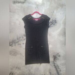 Morgan 4 Ever Black Mini Dress with Button Details